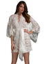 Sexy White Belted Lace Kimono Nightwear